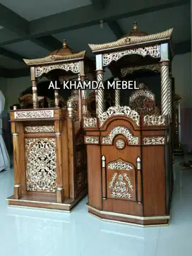 Terima pesanan mimbar kubah masjid free ongkir bahan kayu jati
