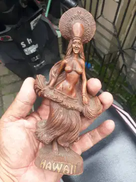 Antik vintage 1990 an patung gadis hawaii penari hula hula bahan resin