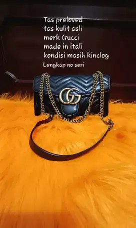 Tas kulit asli merk gucci