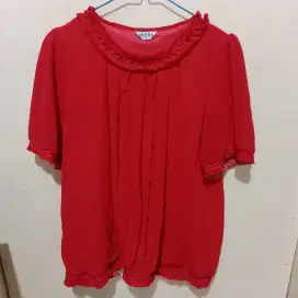 Red Top / Atasan Blouse Red Lengan Pendek