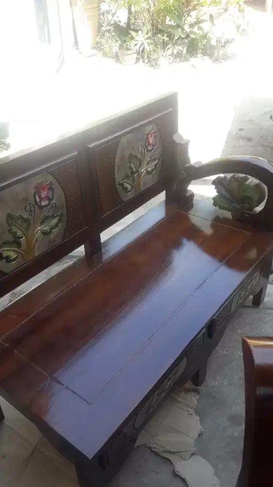 Kursi Jati L motif marmer