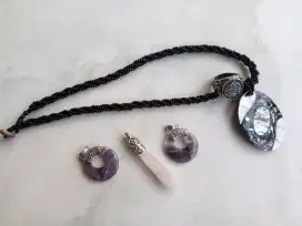 Liontin Kalung Kecubung Kerang Bali dan Cincin Antik