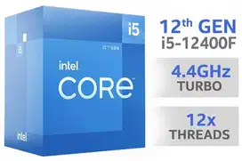 PROCESSOR Intel Core i5 12400F (2.5 GHz 6 Core 12) Threads Alder Lake