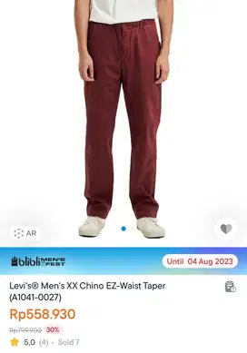 Celana levis men chino xx EZ Taper - Waist taper red