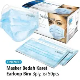 Gratis Antar - Masker Earloop BIRU One Med Onemed 3 Ply / Lapis