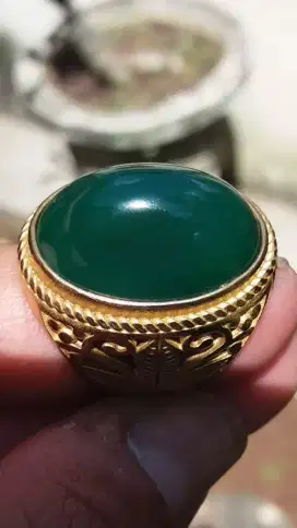 Jual Batu Cincin Natural Dark Green Bottle Chrysoprase Chalcedony Top
