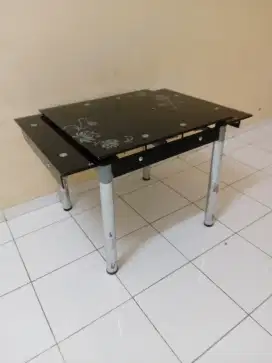 Meja makan 80cm / 120 cm kaca tempered