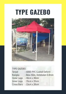 TENDA LIPAT TYPE GAZEBO UKURAN 3 X 3