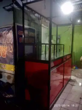 jual etalase rumah makan padang bahan almunium coklat dinding acp