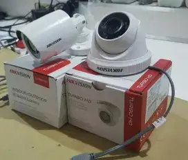 Paket komplit 2 camera cctv Hikvision 2 Mp include pemasangan.