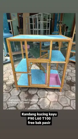 Kandang kucing persia bahan kayu mahoni kucing maincoon SBY