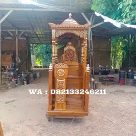 Mimbar Masjid Plus Podium Kecil Kayu Jati Mewah