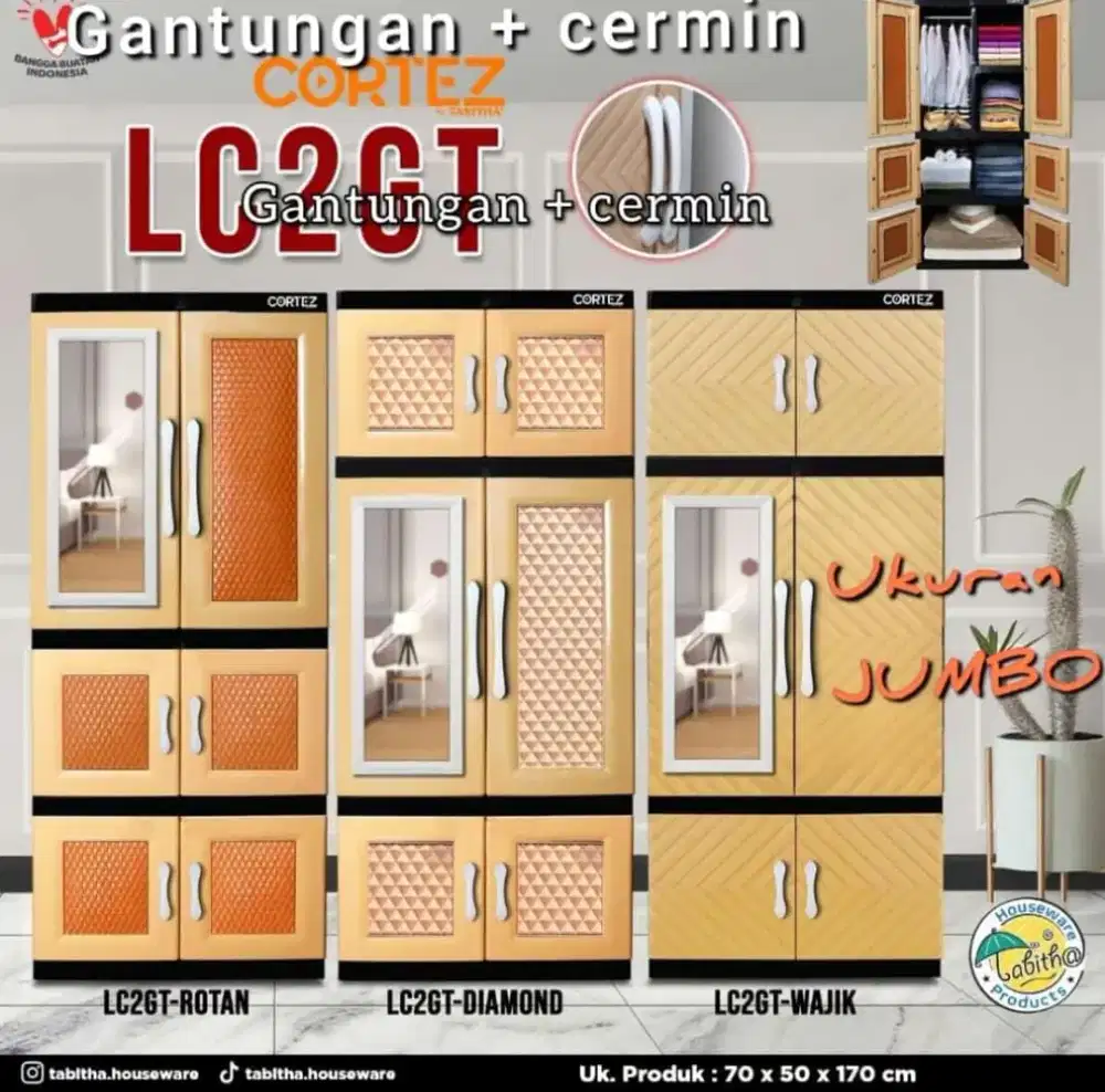 Cortez lemari susun gantungan dan cermin