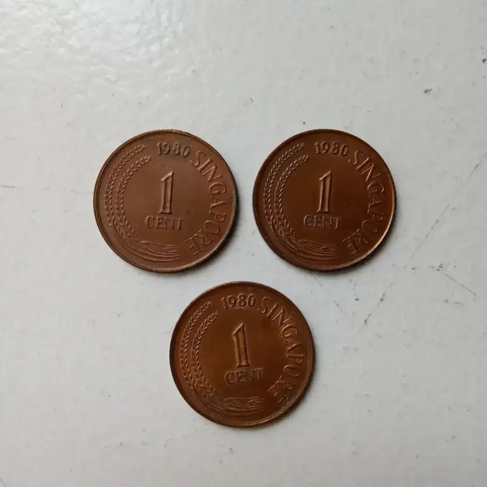 Uang Koin Kuno Singapura 1 cent tahun 1980