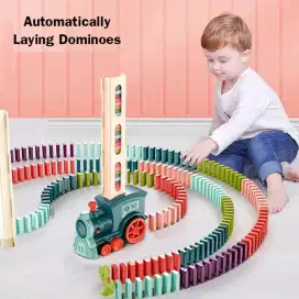 hisupo mainan kereta balok domino electric domino train