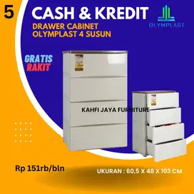 Kredit Lemari Plastik Drawer Kabinet 4 Susun Olymplast Tanpa DP