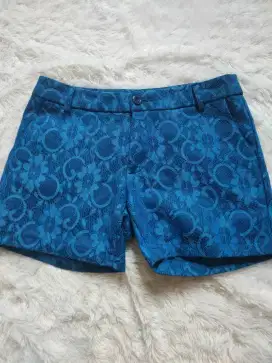 Hotpants Biru Motif Brokat Size M