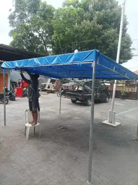 Tenda Cafe Kedai Angkringan Rangka Galvanis 3x4 Komplit Rumbai