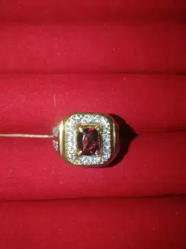 Cincin Batu Permata Rhodolite Garnet plus Memo