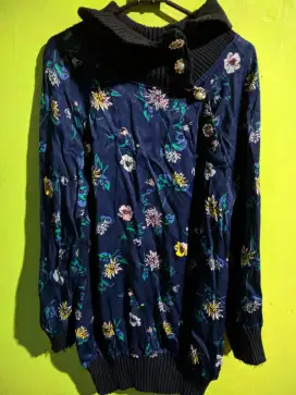 Baju atasan sweater jaket motif kembang