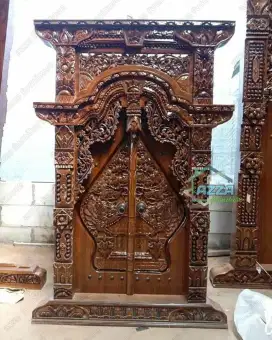 Kusen+jendela rumah model gebyok Jawa jati ukiran: 0101