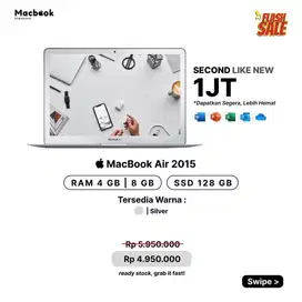 CASHBACK 1JT! MACBOOK AIR 2015 13'' 4/128GB INTEL CORE i5