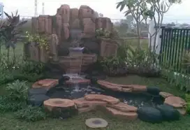 pembuatan kolam ikan relief, dan tebing