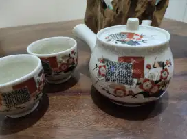 teko teh set jepang antik 10 cangkir