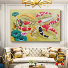 Lukisan kanvas Koi 85x135  plus Bingkai