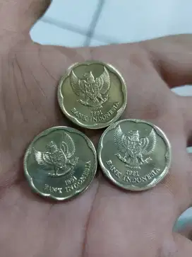 uang logam koin emas kuno coin 500 th 1991 kuningan melati besar