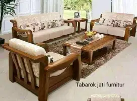 Sofa tamu minimalis modern,3,2,1, bahan kayu jati tua