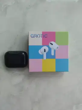 Earphone Headset Bluetooth Wireless Grotic ORIGINAL Black New Fullset