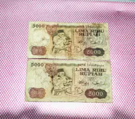 Uang 5rb tahun 1980 stock 2 lembar 50rb/lembar