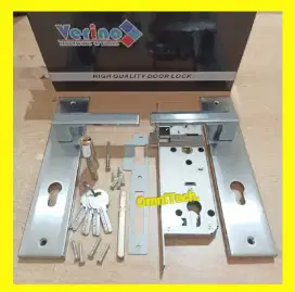 Handle Gagang Kunci Pintu Kayu Set Kotak Besar Silver 4 Anak Kunci