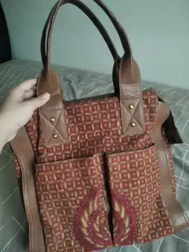 Batik leather totebag