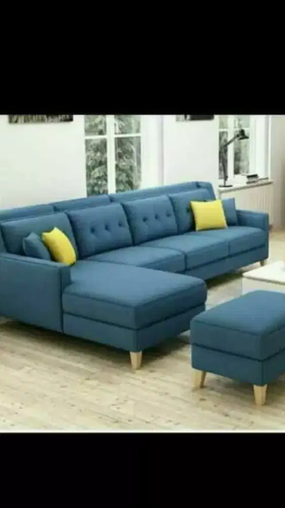 Sofa L Retro Kaki Kayu