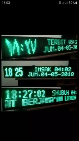 Jam masjid /running text jadwal sholat murah ukuran 135x20cm