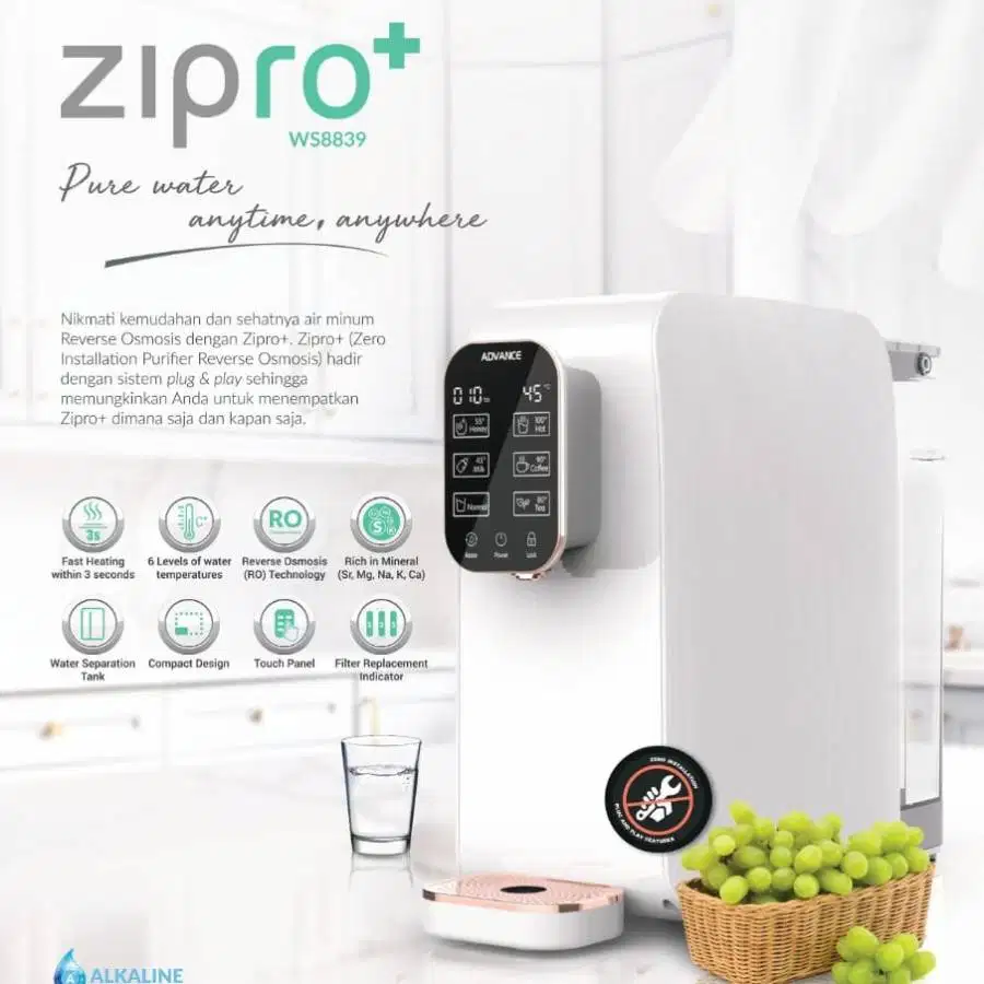 ADVANCE ZIPRO+ | DISPENSER TANPA GALON | REVERSE OSMOSIS