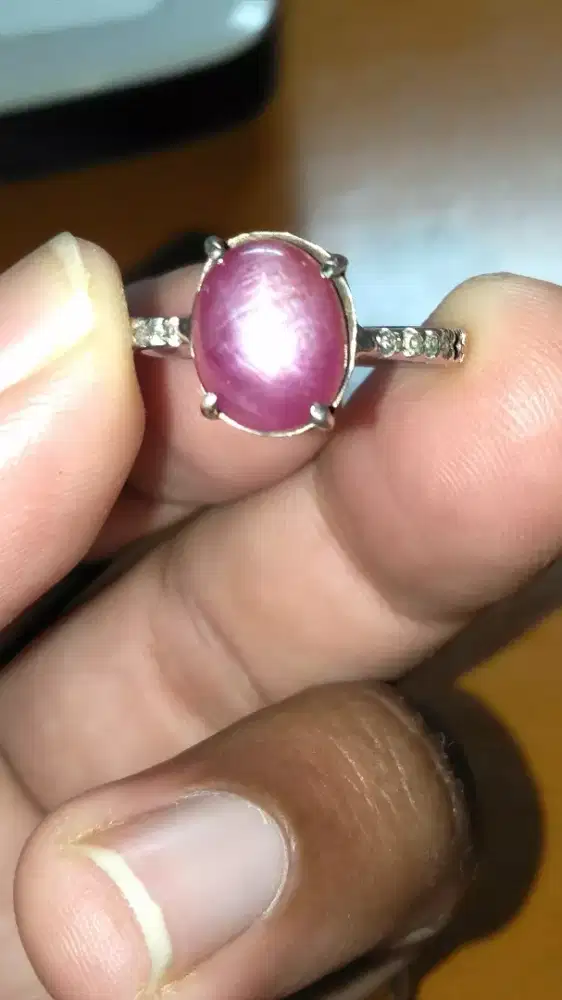 Natural Star Ruby Ladies Silver