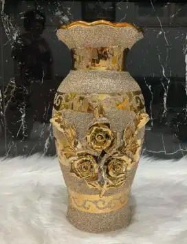 pajangan vas kramik gold jombo