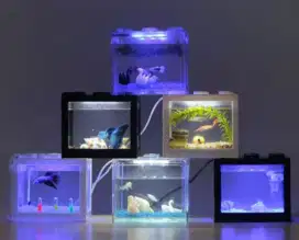 Aquarium mini lego +  lampu led warna warni + batu alam, pasti suka