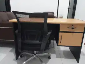 MEJA KANTOR KERJA TEBAL + KURSI KERJA / KANTOR FREE ONGKIR PASANG BARU