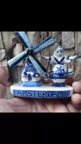 Antik vintage kincir angin mini belanda delft holland eropa