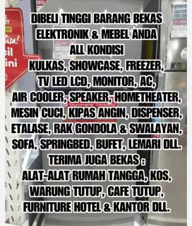 Dibeli BEKAS KULKAS SHOWCASE FREEZER MESIN CUCI TV LED LCD MONITOR DLL