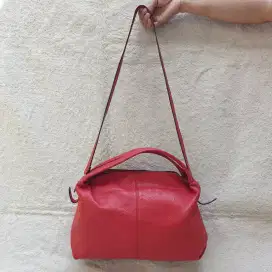 Tas Rabeanco Merah Kulit Asli Ada Tali Panjang