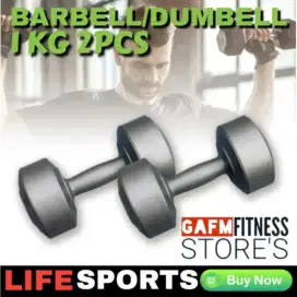 BARBELL/DUMBELL 1KG 2PCS LIFE SPORTS KUALITAS PREMIUM