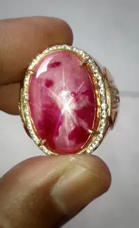 Mirah windusara star ruby burma king size ring perak handmade