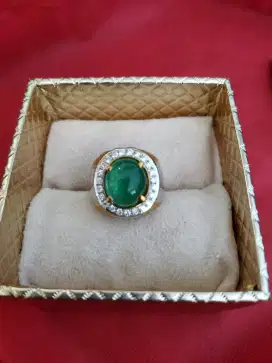 Cincin Eropa Pria Berlian Zamrud Columbia Oval 3 Kode 013