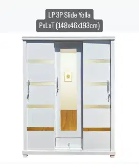 Lemari pakaian sliding minimalis 3 pintu