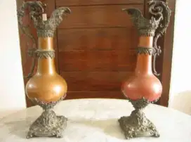 Old vintage decorative copper & metal pitchers